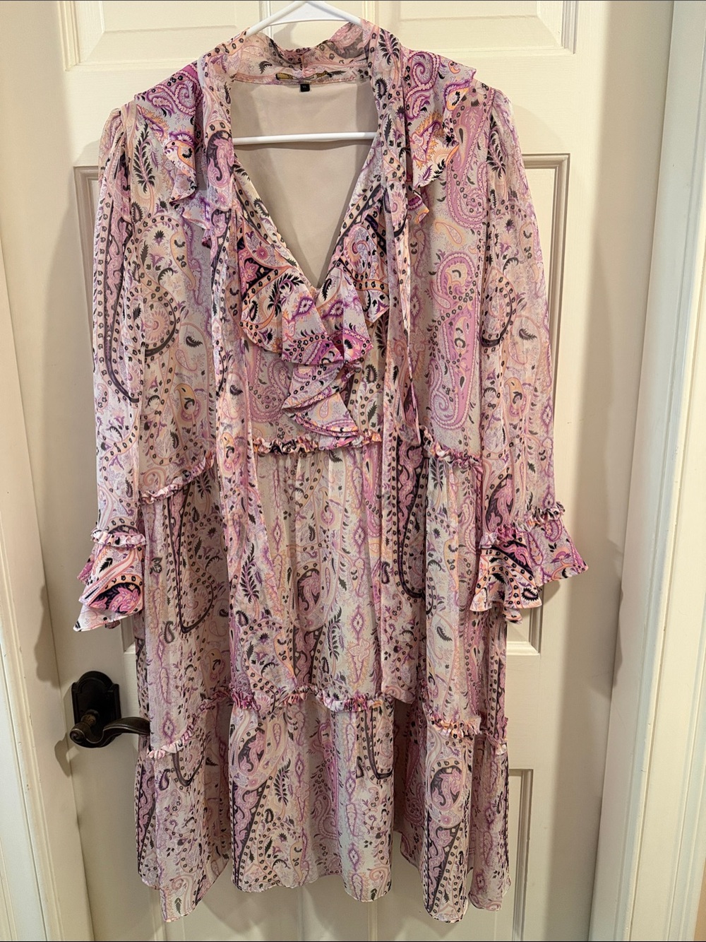 Kobi Halperin Ruffled Silk Tiered Midi Dress, Size XL